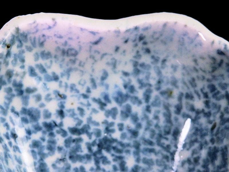 古伊万里　染付　型刷印判　氷裂紋の図　変形皿　江戸期　E655AS-CPo