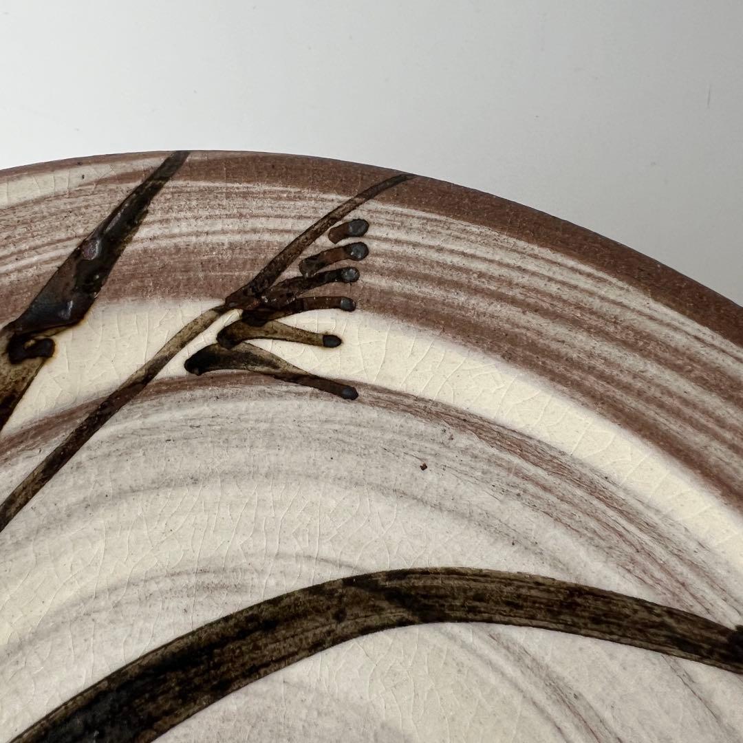 中里太郎右衛門窯　絵唐津額皿　「沢瀉、鷺」　美品