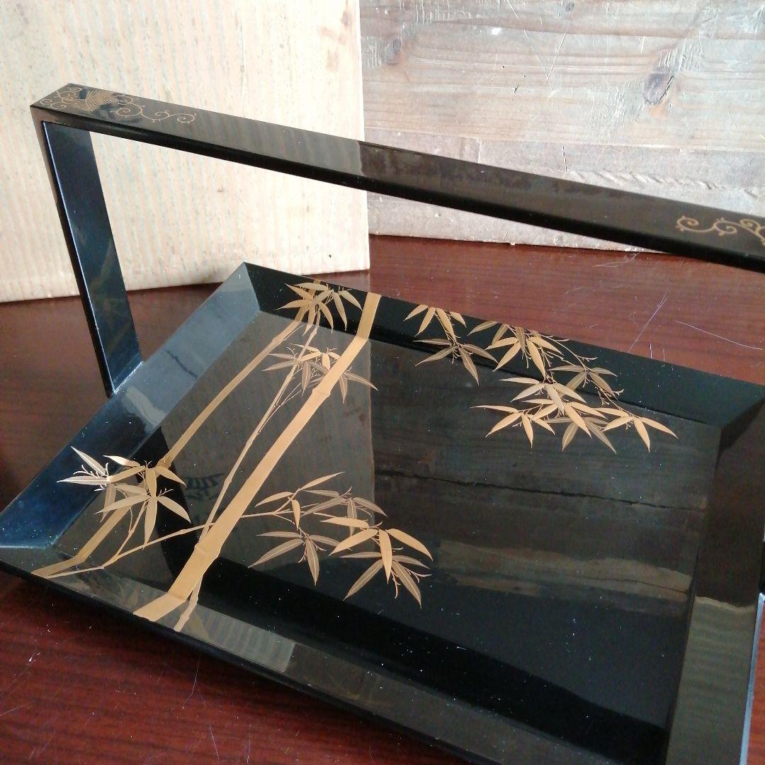 京漆器　長野横笛　金蒔絵提盆　江戸後期