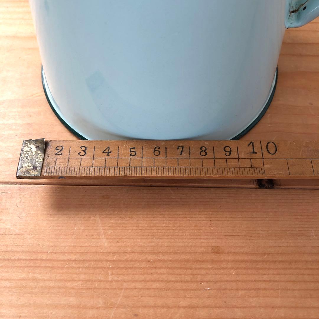 古いホーローポット　琺瑯　フランス　アンティーク　漉し器　カフェ　no.223