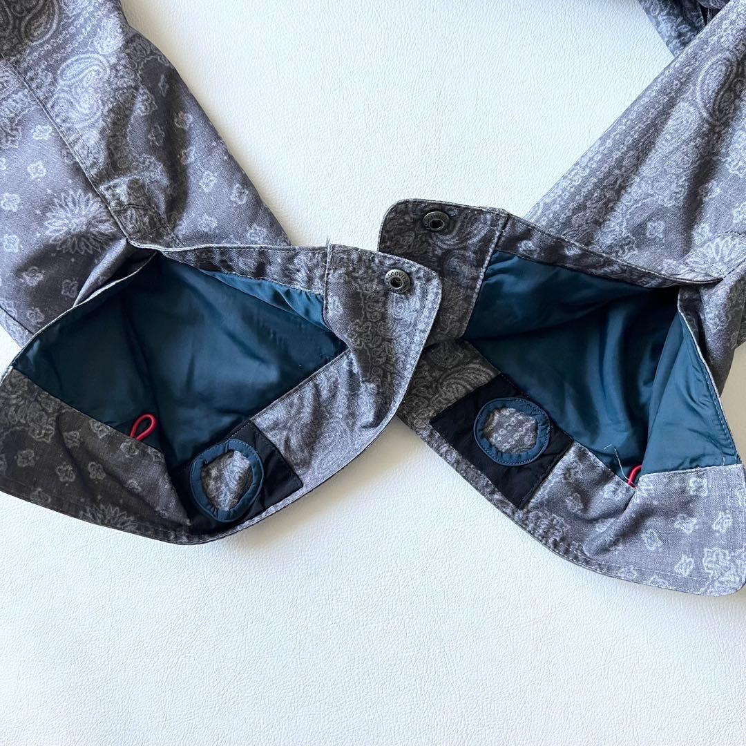 3279 バートン　ジャケット バンダナ柄 フード脱着可能　M グレー 薄紫