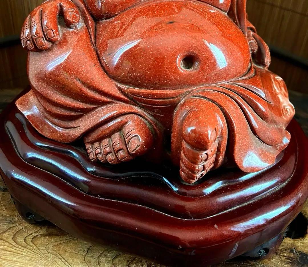 神仏道美術 山梨県 伝統工芸品 甲州水晶 赤茶金石 布袋尊 神仏像 約12㎏