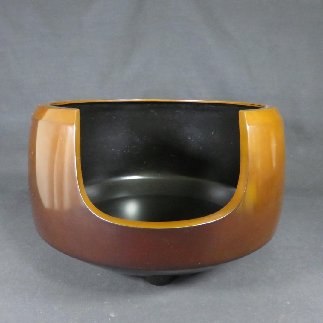 風炉 風炉師 一ノ瀬宋辰 唐銅 利休面取風炉 美品 木箱 在銘