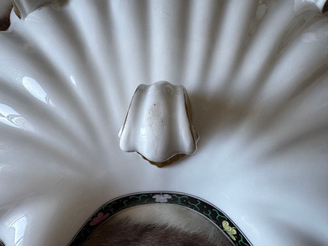 HEREND ヘレンド　西安の黒　41cm脚付き貝形大鉢シェルトレイ　マンダリン