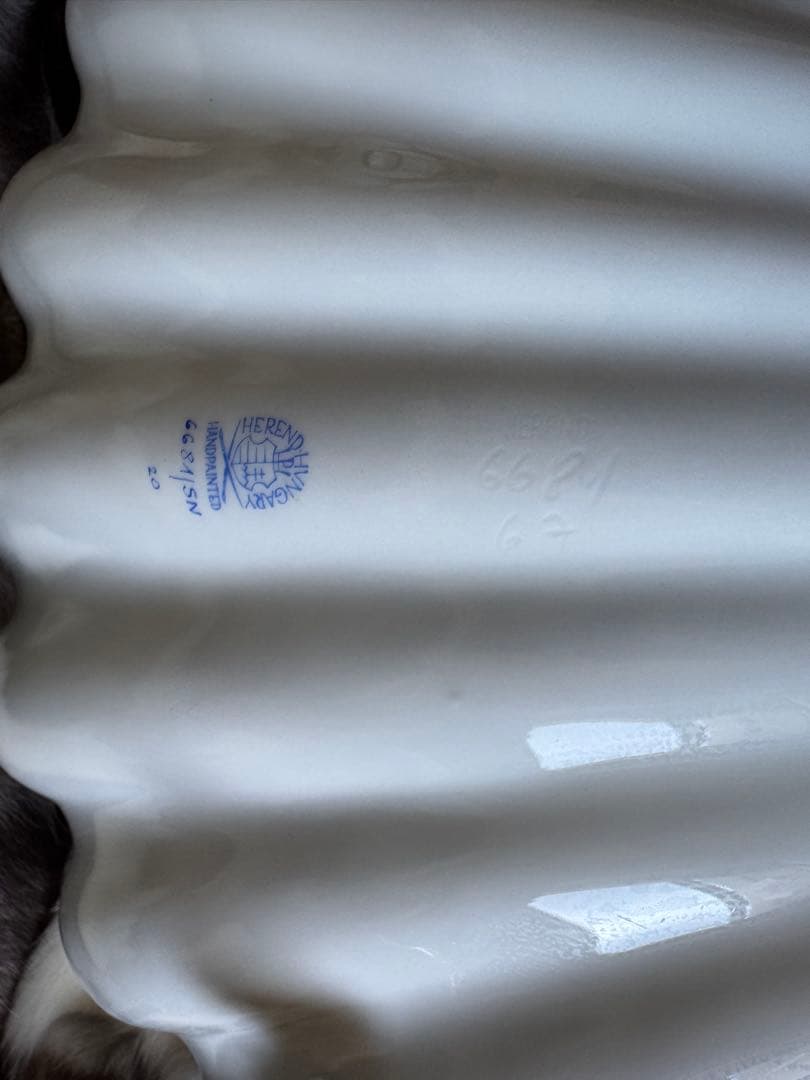 HEREND ヘレンド　西安の黒　41cm脚付き貝形大鉢シェルトレイ　マンダリン