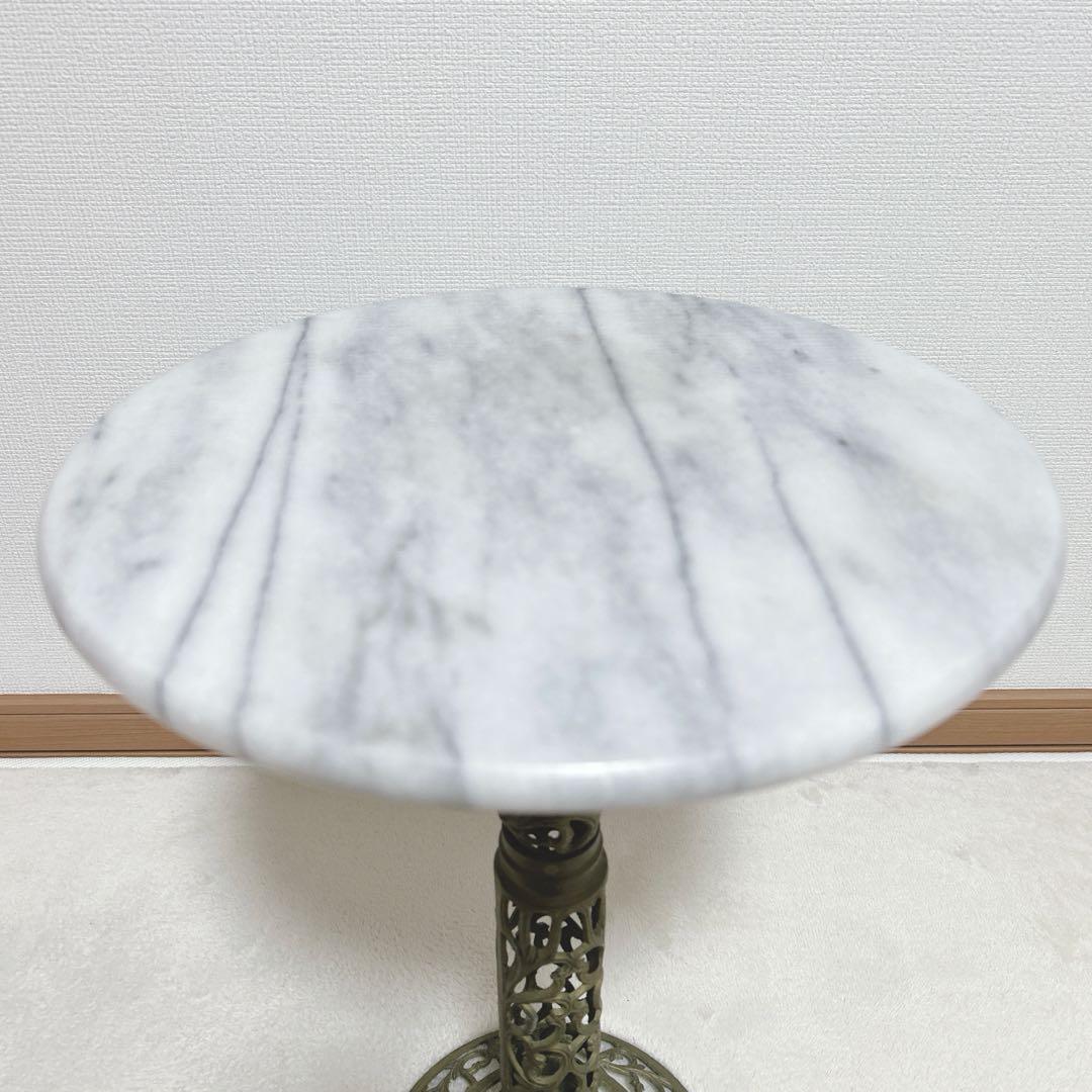 アンティーク 真鍮製 ヴィンテージ 大理石 サイドテーブル 花台 インテリア