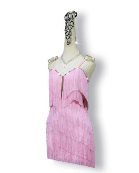 フリンジ 社交ダンス ラテンワンピースドレス キラキラステージ衣装オーダーメイド