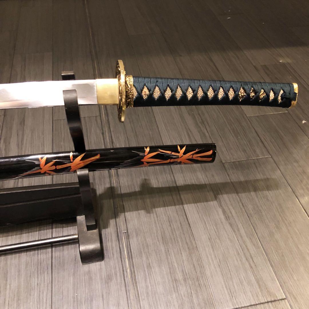 高級模造刀　高級居合刀　緑金拵え　亜合金刀身　居合刀