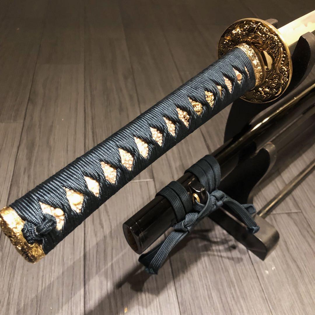 高級模造刀　高級居合刀　緑金拵え　亜合金刀身　居合刀