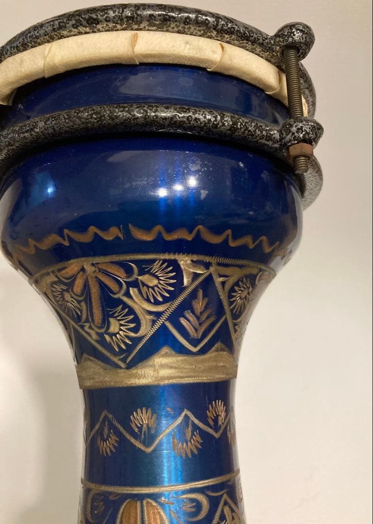 手彫り装飾　銅製　ダラブッカ　ミニサイズ　アンティーク楽器