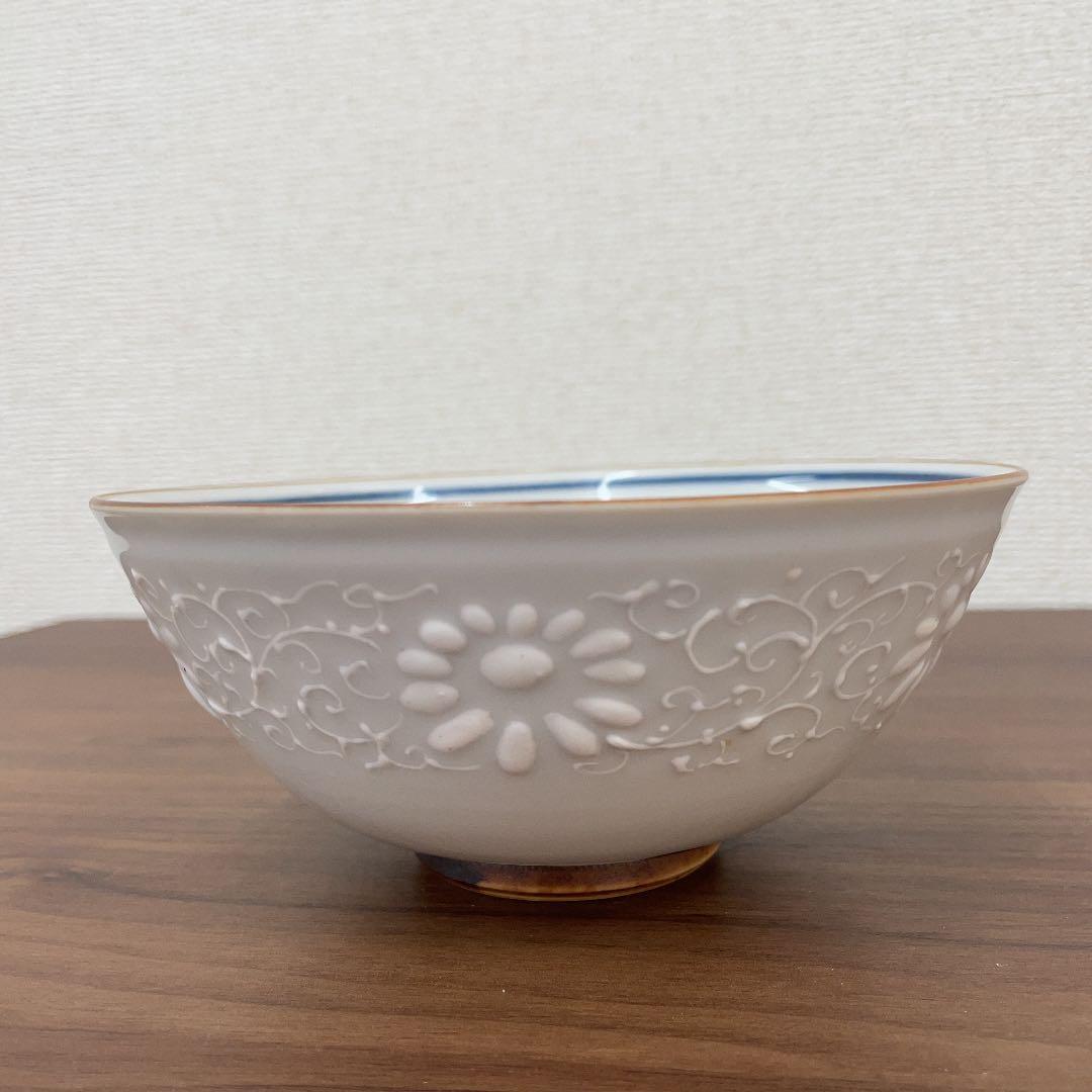 【骨董品】河本礫亭 白磁唐草紋 茶碗