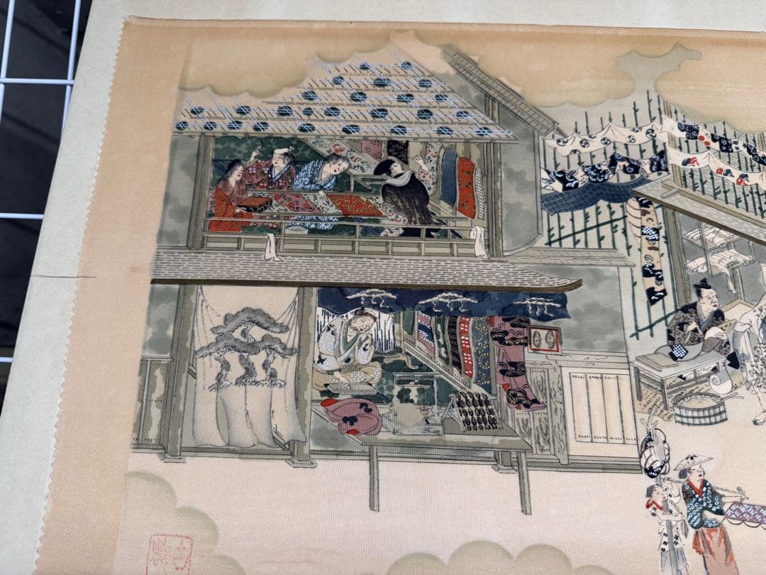 京都で見つけたヴィンテージ　江戸時代 浮世絵　絹　額入り