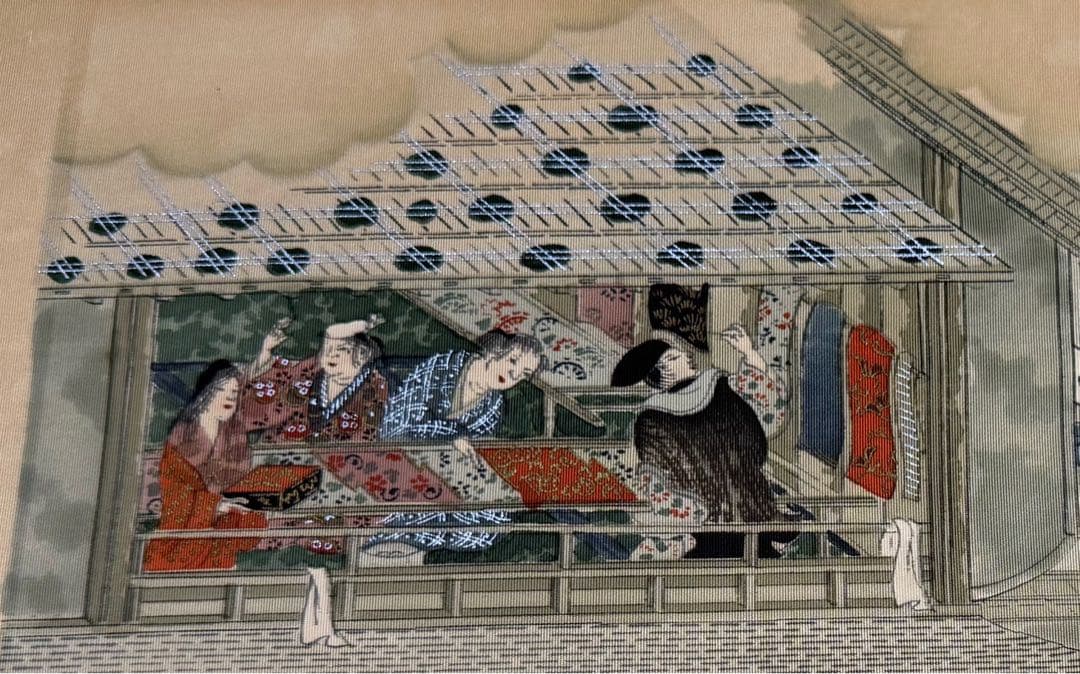 京都で見つけたヴィンテージ　江戸時代 浮世絵　絹　額入り