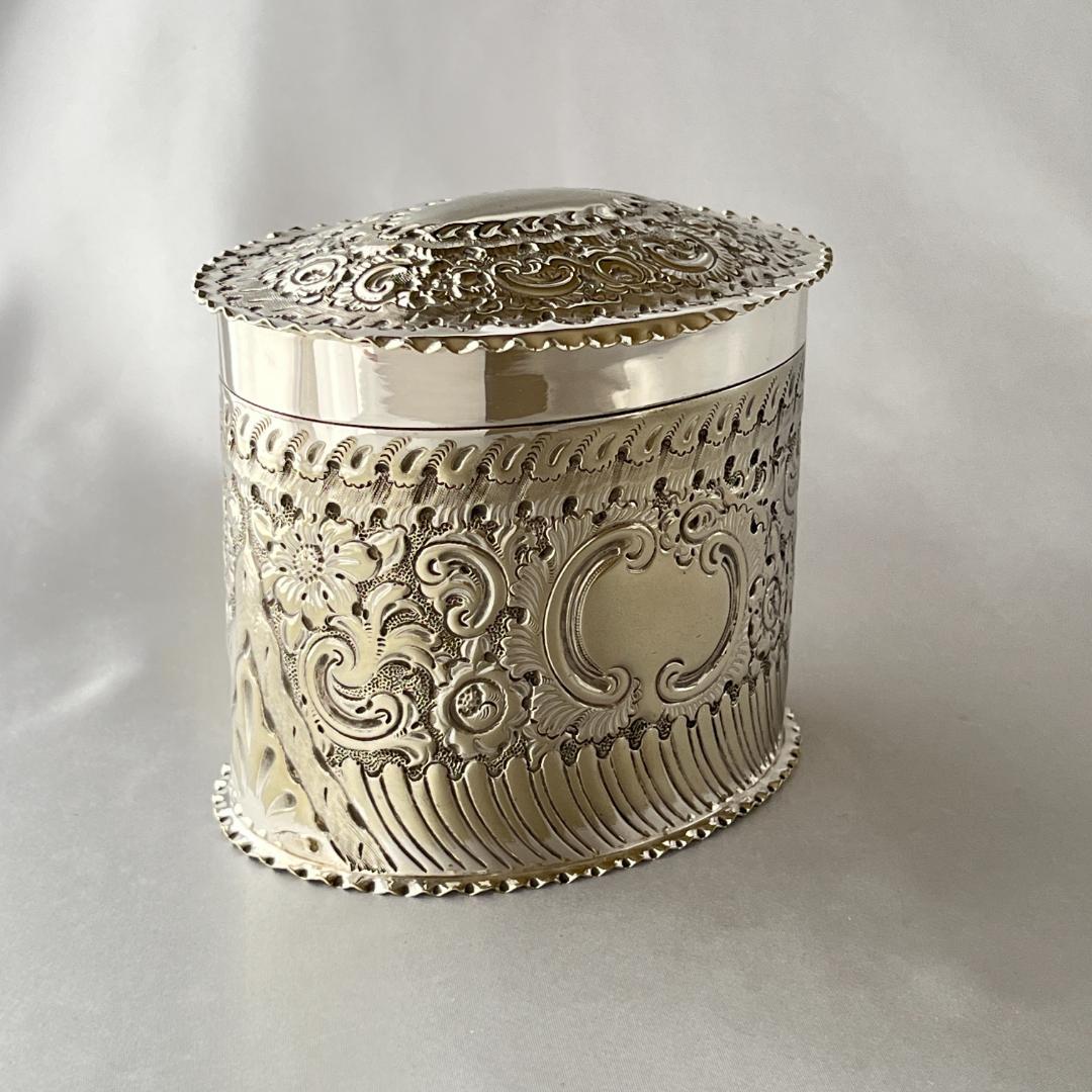 【Atkin Bros】ビクトリアン ティーキャディ 【シルバープレート】