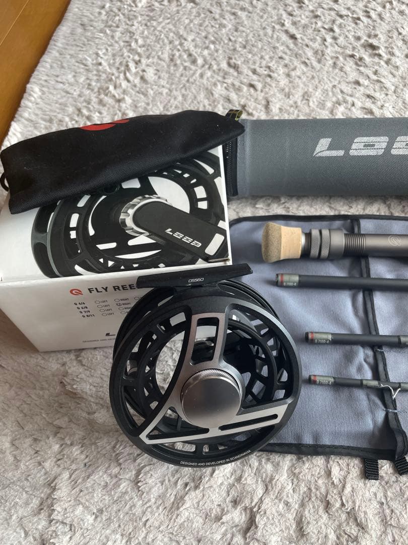 ループQロッドシングルロッドQR7100-4MF Q6/8ブラックリールセット