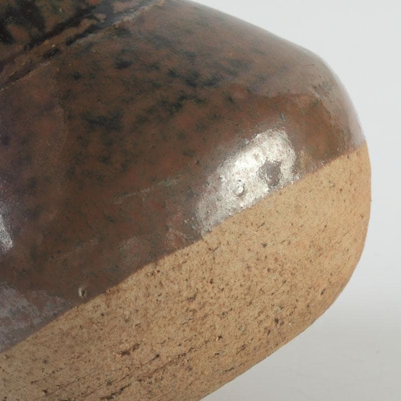 茶道具　瀬戸焼　一休作　鶴首茶入　銘「鶴寿」　仕覆付　書付共箱　V　9392