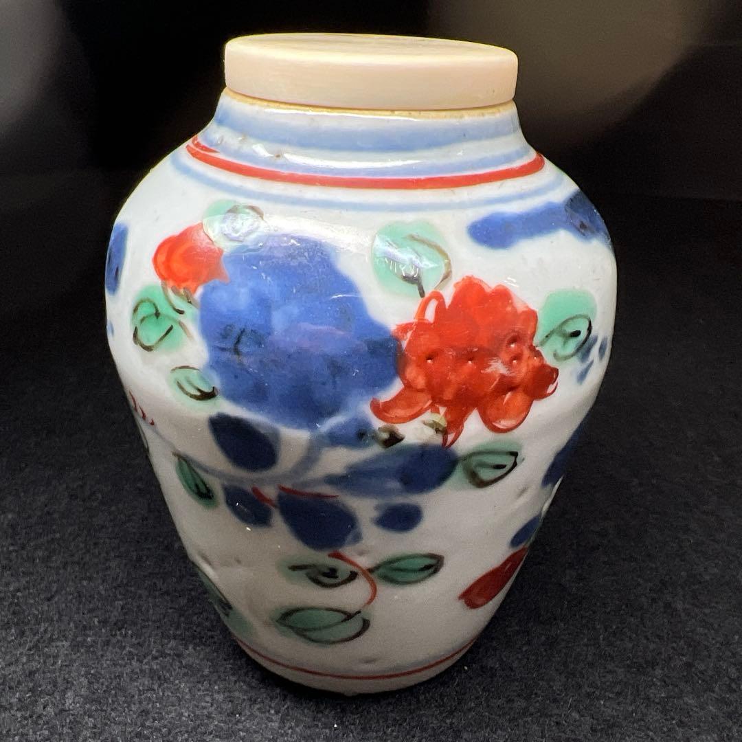 中国明時代　南京赤絵茶壷　極上蓋付　高さ9.3㎝　東Y7-1203☆2Fトヒオコ