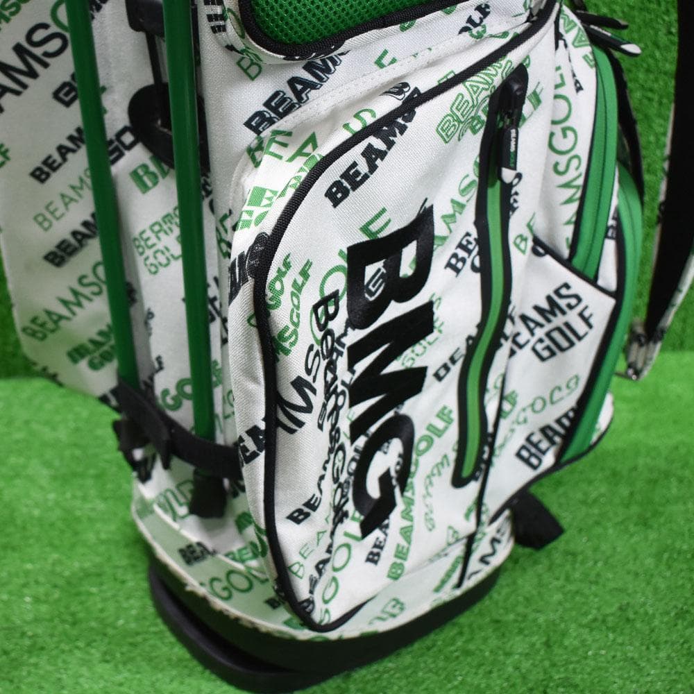 BEAMS GOLF/ビームス スタンド式 キャディバッグ【白/緑/黒】美品！