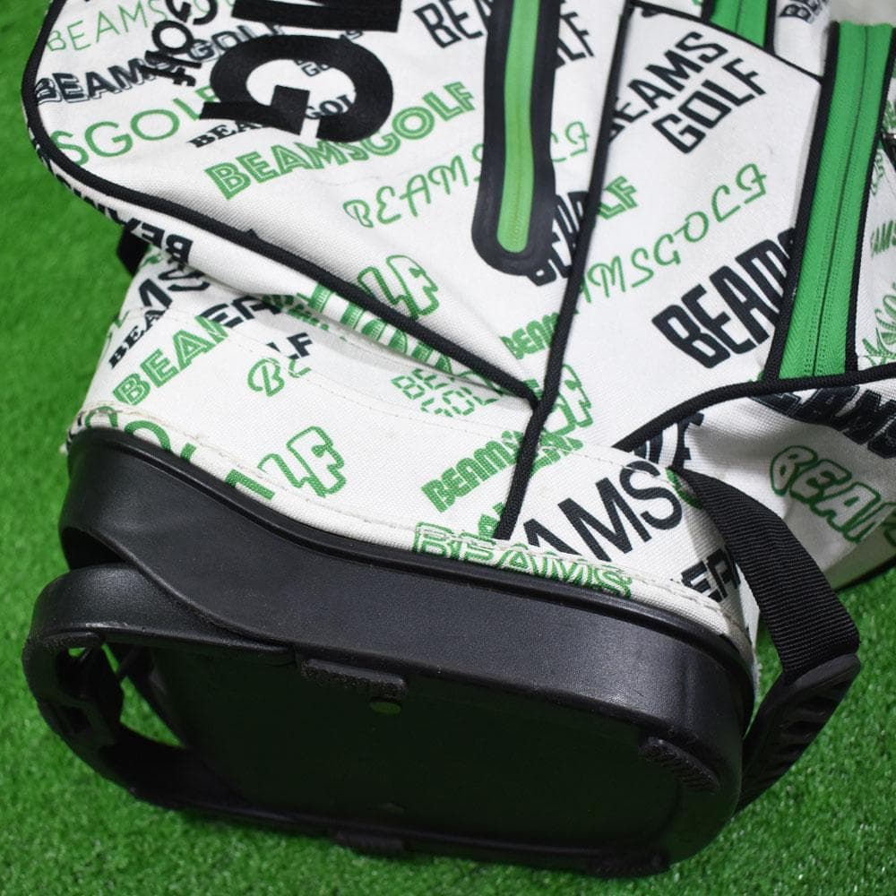 BEAMS GOLF/ビームス スタンド式 キャディバッグ【白/緑/黒】美品！