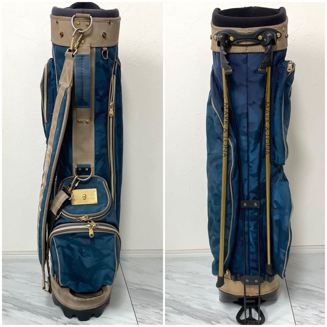 MARK&LONA キャディバッグ スタンド式 ゴールドプレート 9.0型 紺