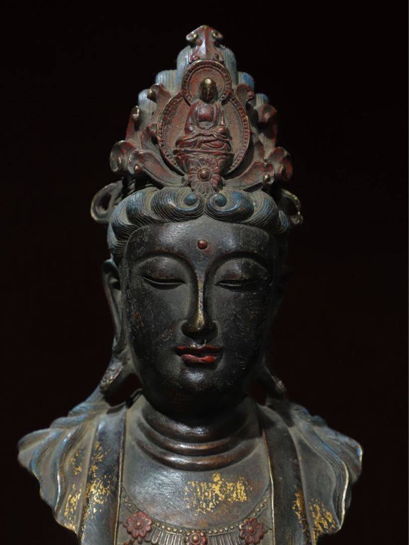 旧家　時代物　純銅拓金 観音様　縁起物　インテリア　古美術 美品