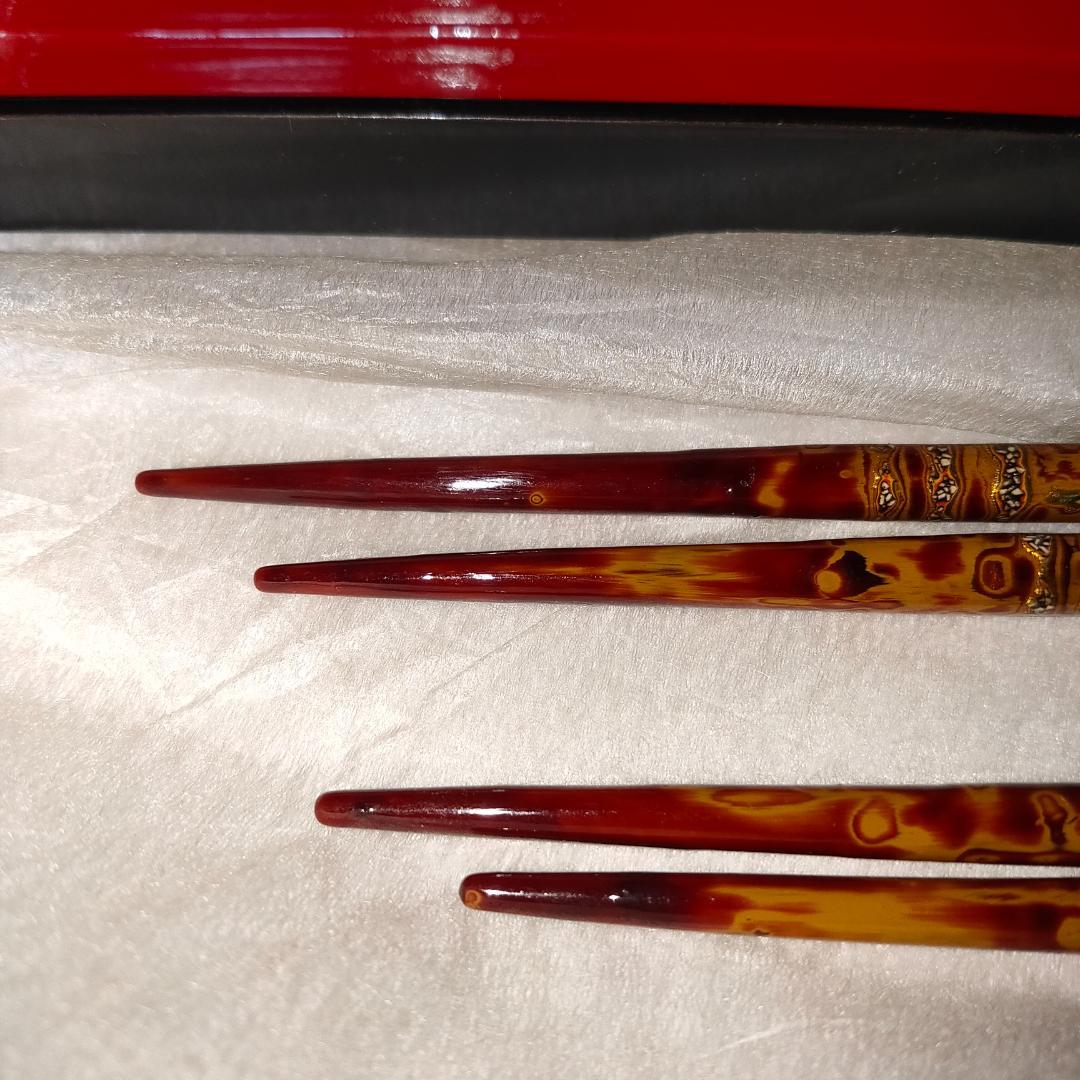 工芸　お箸　漆　伝統工芸 漆塗り 螺鈿 日本製 木製　箸箱　箸入れ　桐箱 骨董品