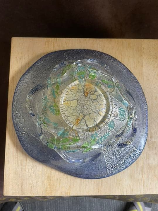 吹硝子銀彩鉢　吉田元雄作