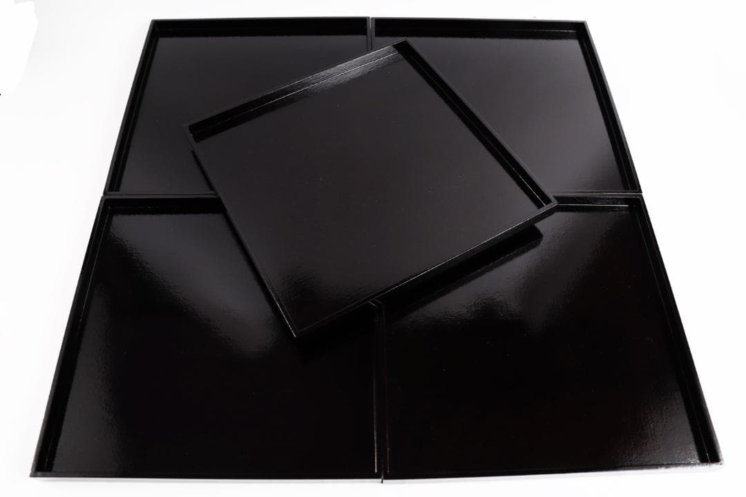 鷲山塗 山本象石 黒盆 折敷 膳 盆 十客