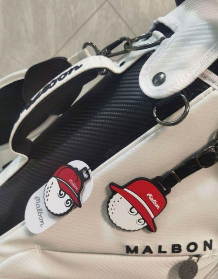 キャディーバッグ　白　マルボンゴルフ MALBON GOLF スタンド