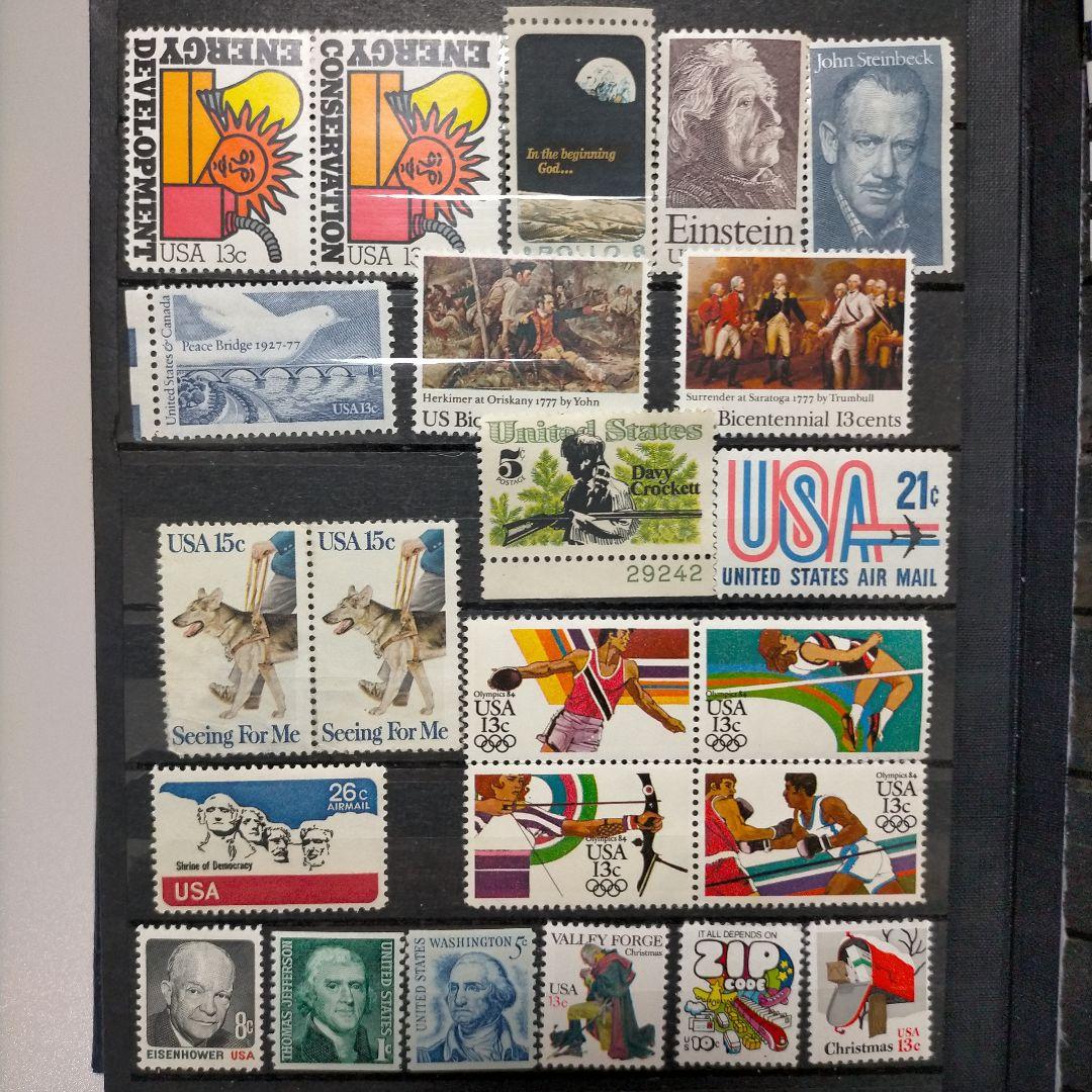 2115 外国切手 アメリカ 大量16ページ分未使用 田型多数 アルバム付き