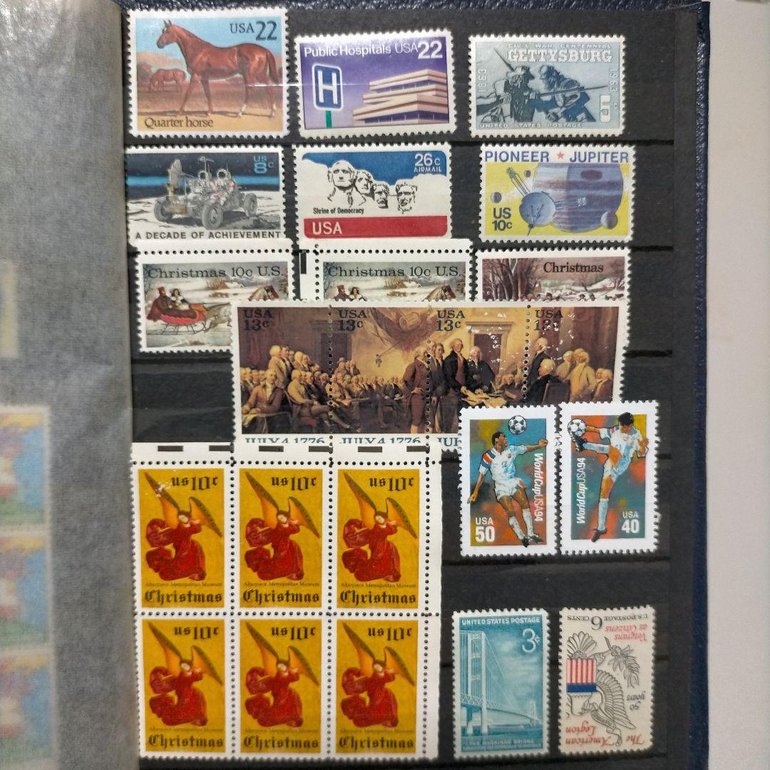 2115 外国切手 アメリカ 大量16ページ分未使用 田型多数 アルバム付き