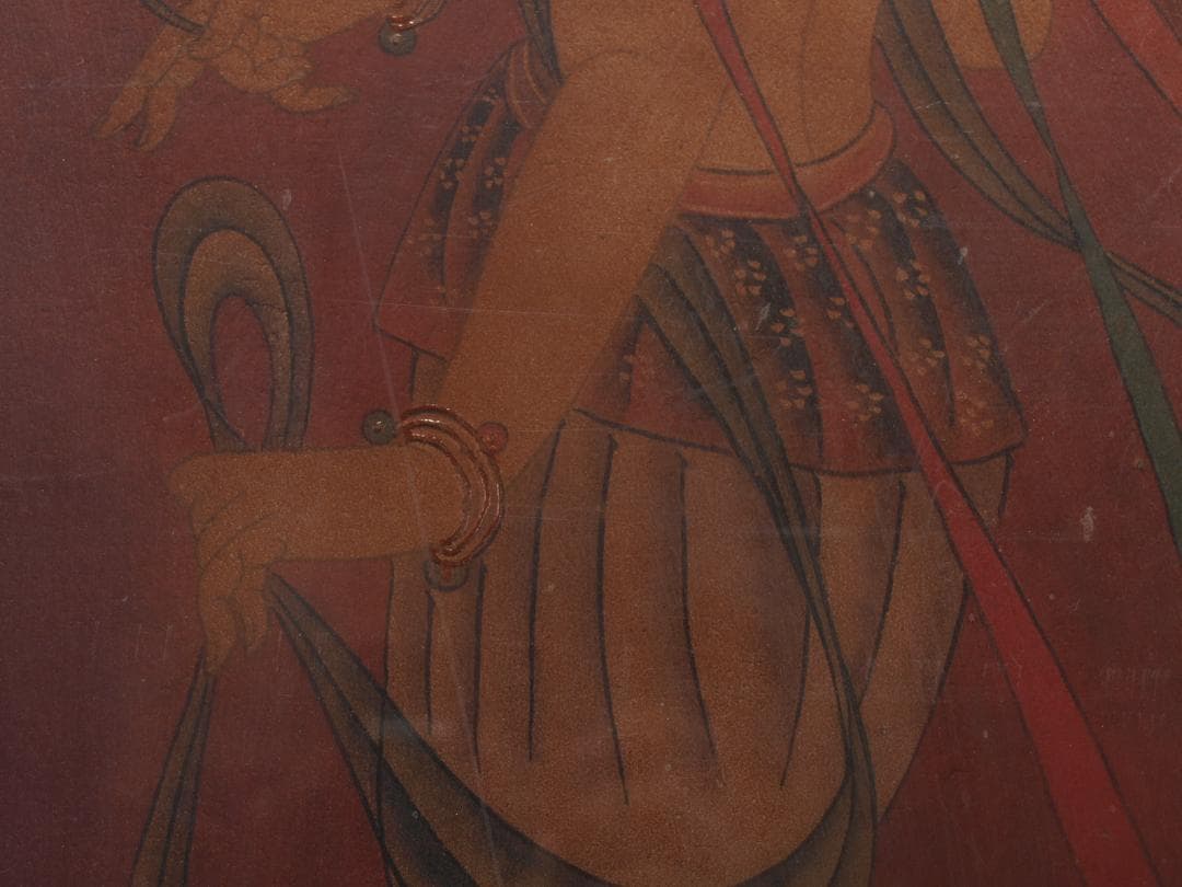 中国唐時代　敦煌莫高窟壁画 彩絵　人物像 発掘品 AK1734A7-2