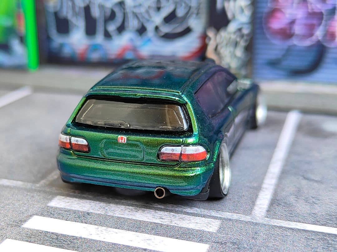 ホットウィールカスタム ホンダ シビック EG6 マジョーラ緑 ☆トミカ改造