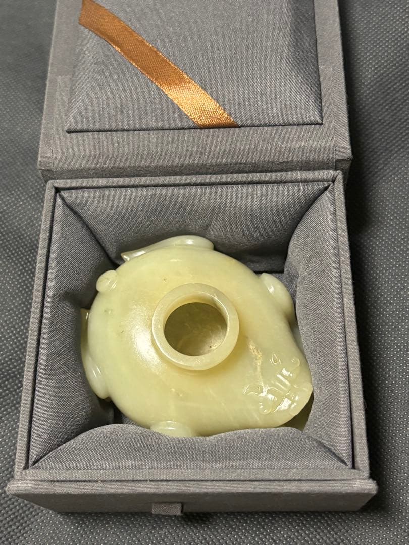 中国古美術品　清の時代　和田青白玉 砡　水滴　水盂 蘇工　349g