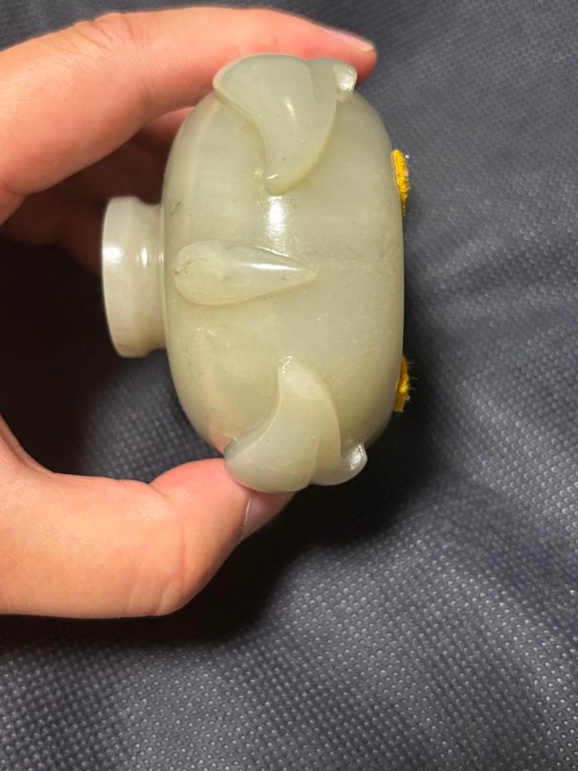 中国古美術品　清の時代　和田青白玉 砡　水滴　水盂 蘇工　349g