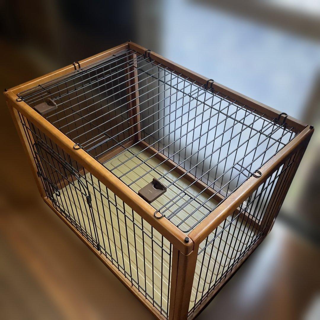 犬用ケージ 小型犬中型犬用 ブラウン　天然木　組み立て簡単　重厚