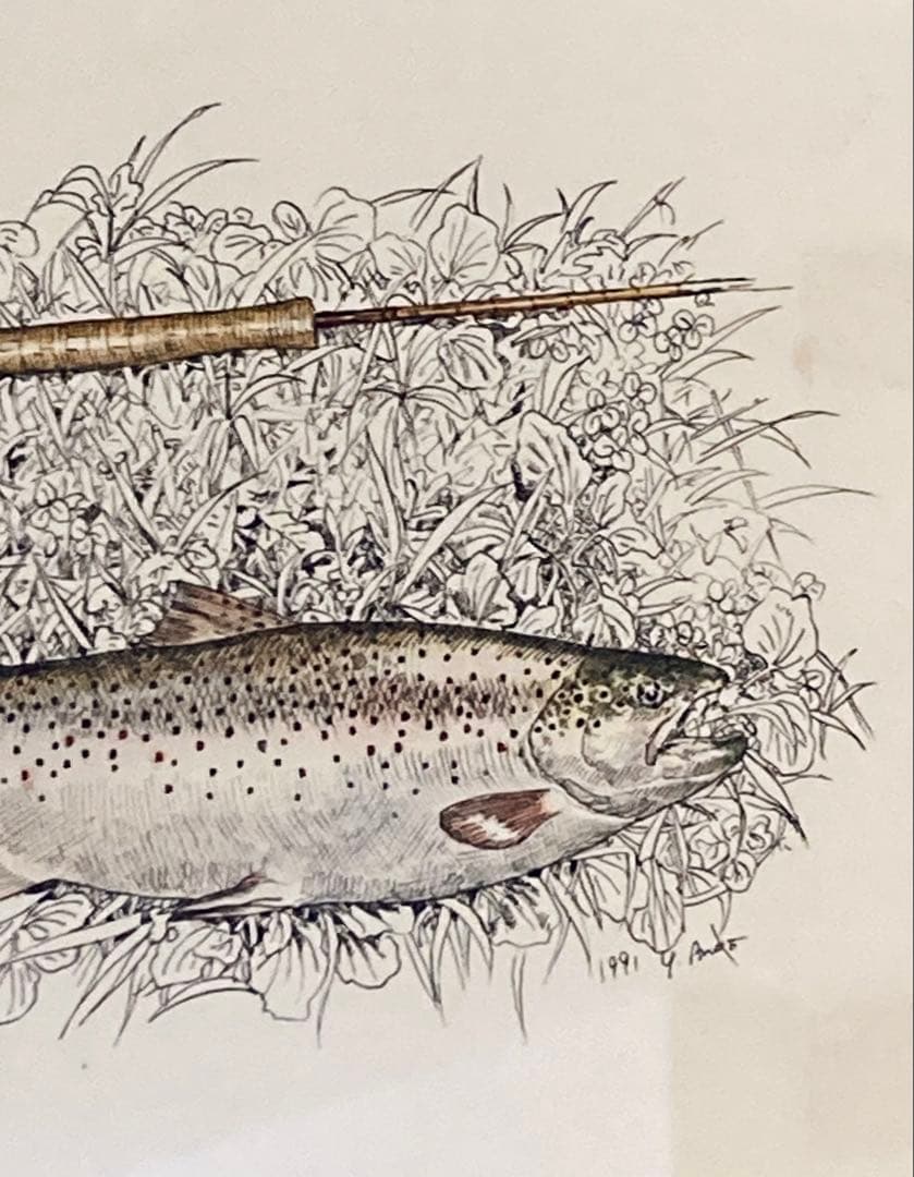 【AHPL】安藤吉彦氏　ニジマス絵画　ハンドメイド　激レア Y.Ando ルアー