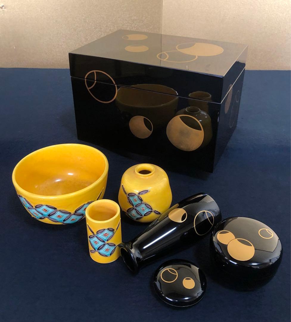 《R》輪島塗 壷々蒔絵 茶箱 茶平一斎 お茶道具6点付 共箱 260203く4