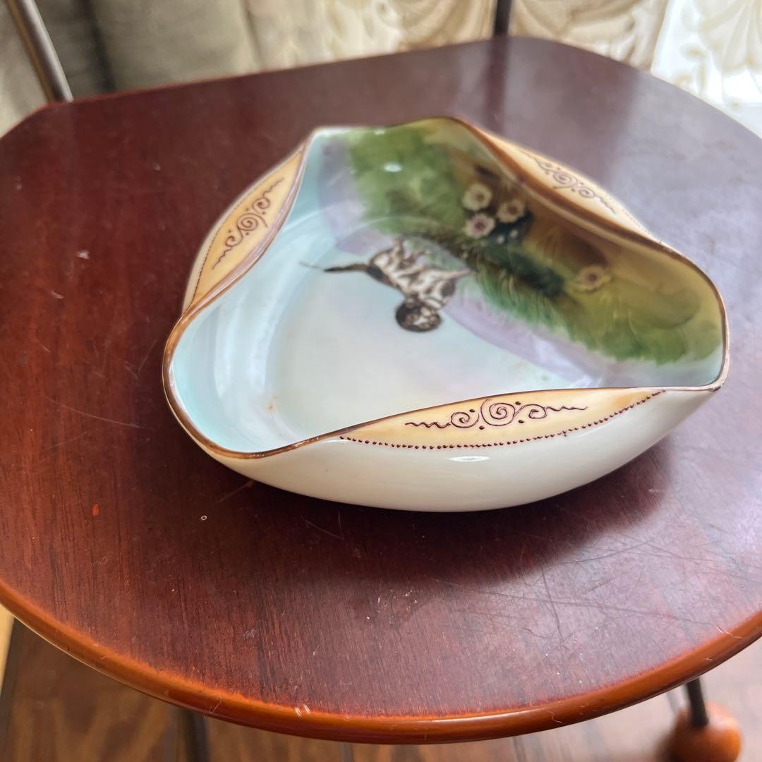 最終処分オールドノリタケレアな形のアッシュトレイ犬とお花M Japan1921〜