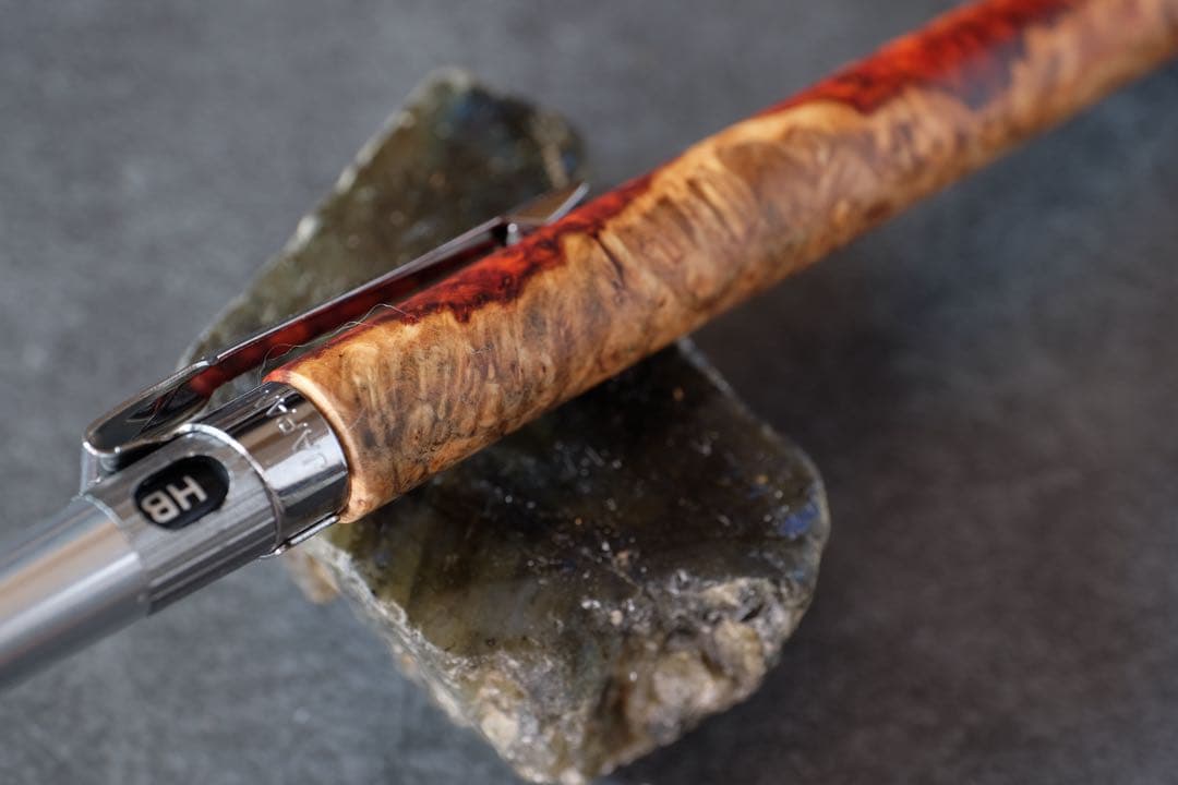 PG5木軸カスタム0170　高村杢工房製図用シャープペンシル　花梨瘤トリコロール