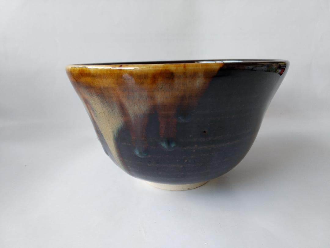 膳所焼 淡海ぜぜ 陽炎園 岩崎新定 胴〆 胴締め 茶碗 共箱 共布 栞 新品