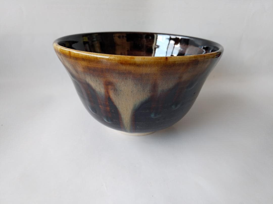 膳所焼 淡海ぜぜ 陽炎園 岩崎新定 胴〆 胴締め 茶碗 共箱 共布 栞 新品