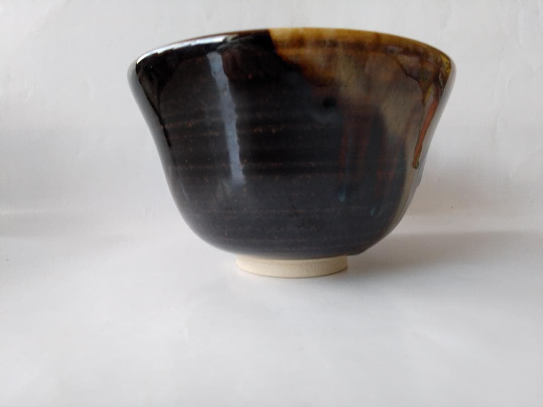 膳所焼 淡海ぜぜ 陽炎園 岩崎新定 胴〆 胴締め 茶碗 共箱 共布 栞 新品