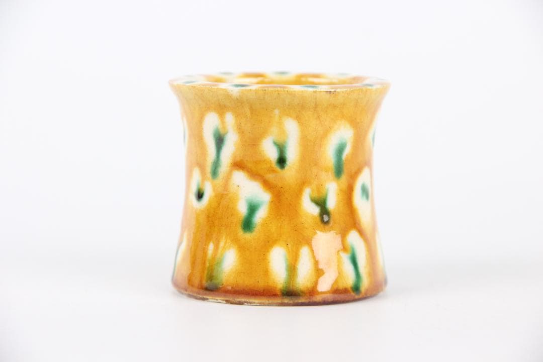 清水保孝作 三彩 蓋置 共箱付 茶道具 京焼 日本工芸会正会員 EG21-11