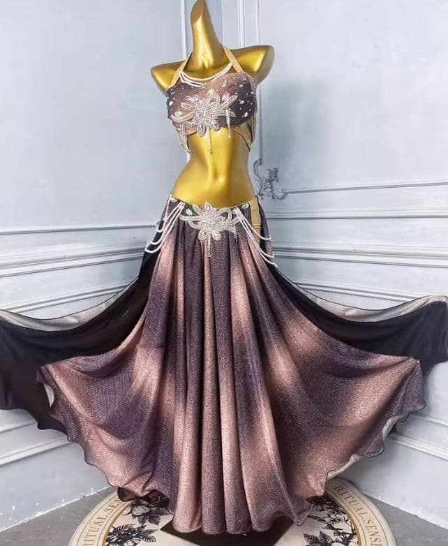 ベリーダンス セットアップ ブラウン ピンク