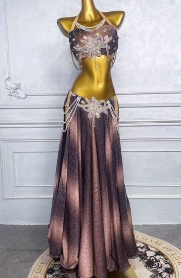 ベリーダンス セットアップ ブラウン ピンク