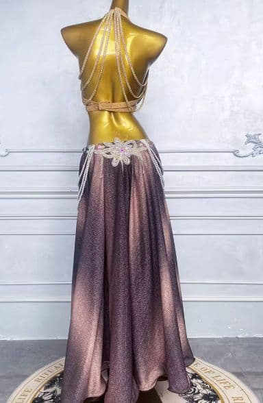 ベリーダンス セットアップ ブラウン ピンク