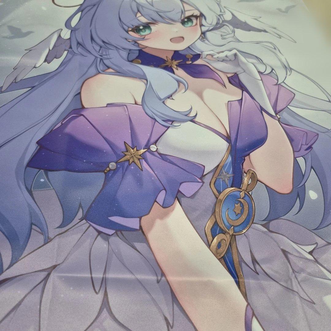 スターレイル、ロビンB2タペストリーアニメキャラクター イラスト 水色髪 紫衣装