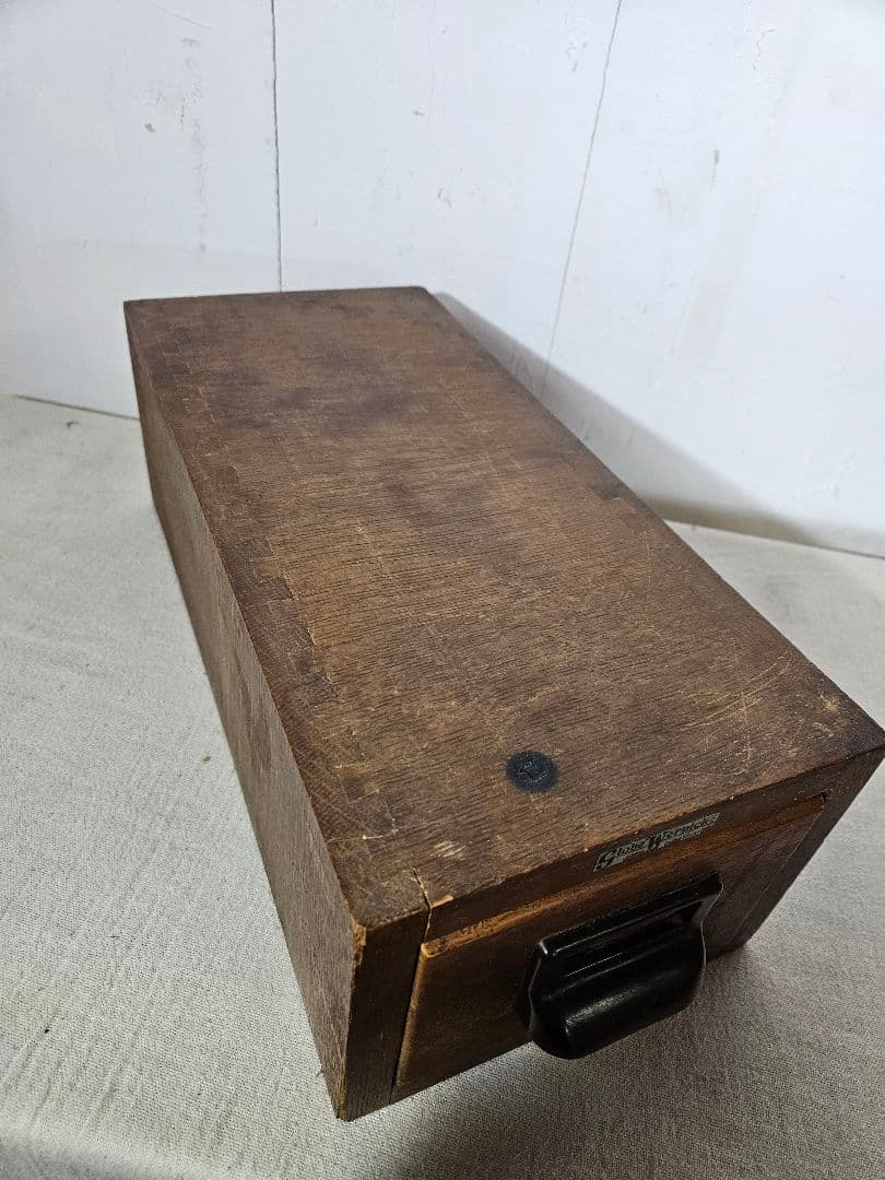 USアンティーク 木製のカードキャビネット ホルダー 卓上 書斎 引出 ドロワー