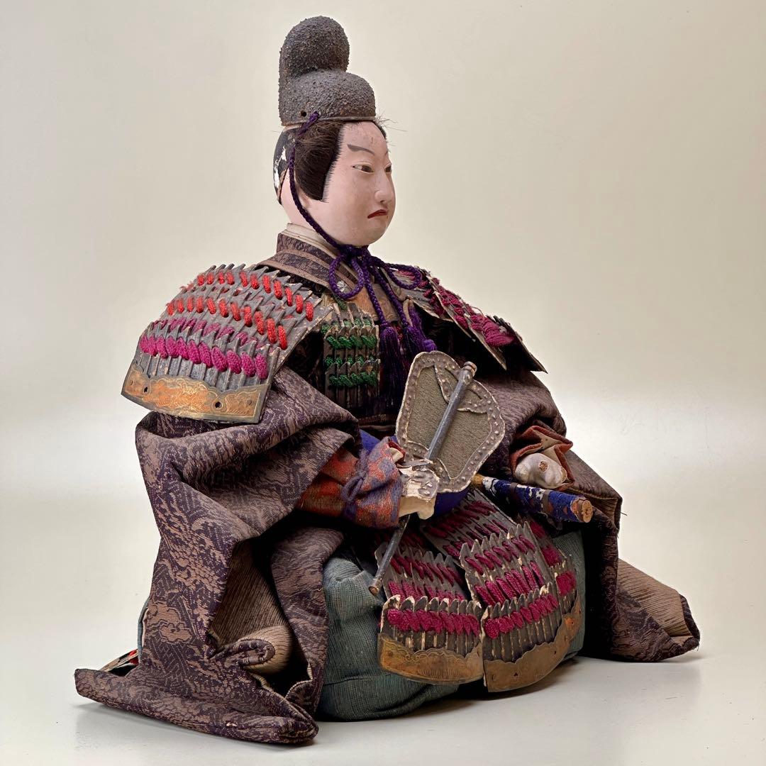 江戸〜明治時代　武者人形　鎧武者座り人形　高さ約32cm　古美術・骨董　骨董品